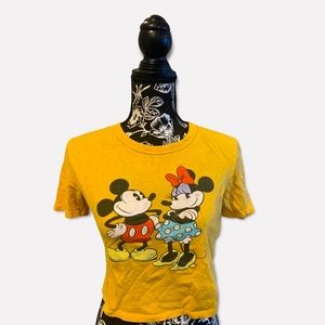 Disney vintage mini and Mickey Mouse yellow crop top